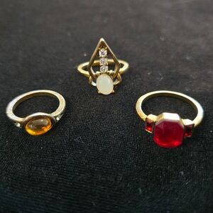 Elegant Gold and Gemstone Ring Set